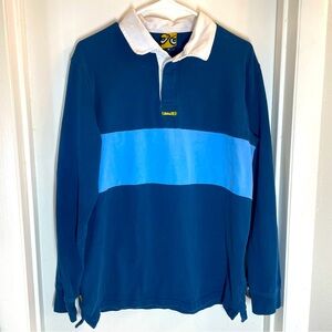 Krooked Striped Blue Men’s Long-sleeve Polo Skater Shirt | Medium | Pre-Owned |